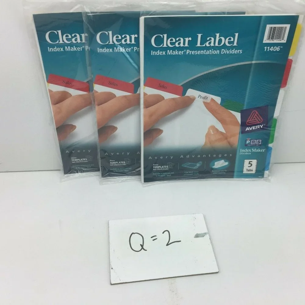 Set 3 Avery Clear 5 Tab Notebook Dividers Label 11406 Index Maker Office